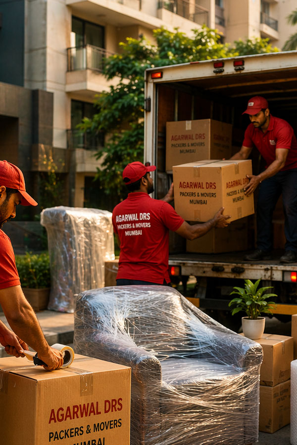 professional packers carefully packing household items in Mumbai